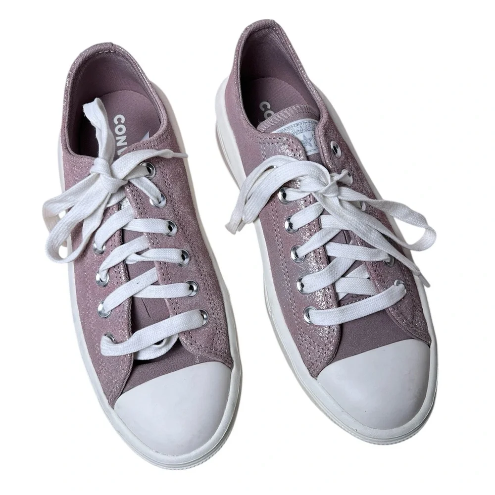 Converse Chuck Taylor All Star Platform Sneakers Metallic‎ Pink Silver Size 8.5 - Picture 2 of 10